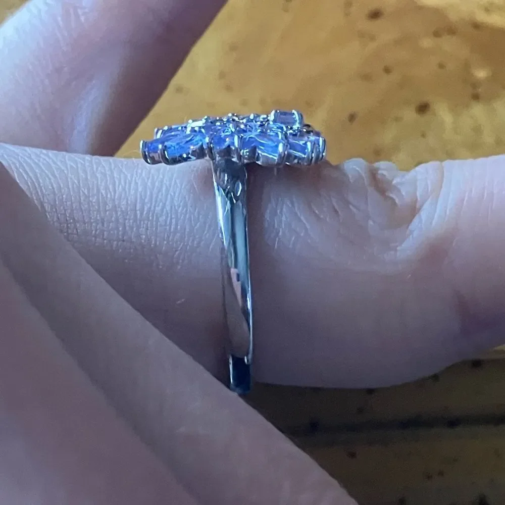 Natural Tanzanite Sterling Silver Butterfly Ring Size 7